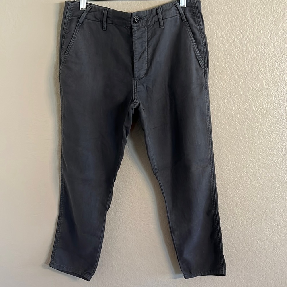 The Great size 27 linen blend grey tapped crop leg pant. Boho beach summ…